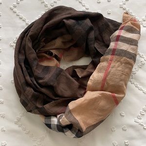 Authentic Burberry Ombré Check Wool & Silk Scarf